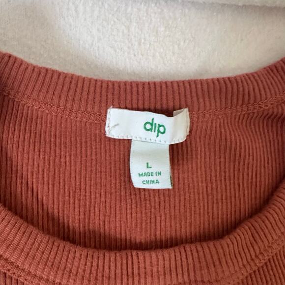 dip Rust Shirt Dress Ribbed Crew Neck Stretch Relaxed  Large Woman Causal - Picture 5 of 6